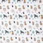 Preview: weicher Ribjersey in offwhite mit suessen Safaritieren gemustert
