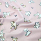 Preview: Kuschelweicher Jersey in Altrosa mit kleinen süßen Hunden gemustert