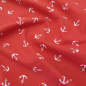 Preview: Weicher leichter jersey in Rot mit kleinen Ankern gemustert
