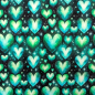 Preview: Kuschelweicher und warmer Sweatstoff in schwarz mit türkisfarbenen Herzen gemustert