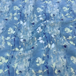 Preview: Weicher angenehmer French Terry in softem Blau mit Eukalyptuszweigen gemustert