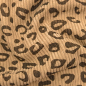 Preview: Weich fallender Baumwoll Stretch Cord in beige mit Mini Leoprint gemustert