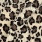 Preview: Kuscheliger flauschiger Teddy Jacquard in ecru mit Leopardenprint