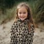 Preview: Kuscheliger flauschiger Teddy Jacquard in ecru mit Leopardenprint