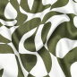 Preview: Glatt und leicht fallender Baumwoll Satin in Olive/Weiß mit abstraktem Muster