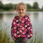 Preview: Softer, leichter Sweatstoff in Lavendel mit Retro Blumen gemustert