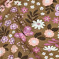 Preview: Weicher angenehmer French Terry in karamell mit Blumen und Schmetterlingen gemustert