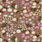 Preview: Weicher angenehmer French Terry in karamell mit Blumen und Schmetterlingen gemustert