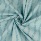 Preview: Beschichteter Baumwollstoff in Tuerkis mit Ranken gemustert, ideal als Tischdecke fuer Balkon und Garten, fuer Taschen, Rucksaecke und Windjacken