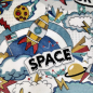 Preview: Wellnessfleece mit buntem Weltraummuster mit Raketen