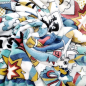 Preview: Wellnessfleece mit buntem Weltraummuster mit Raketen