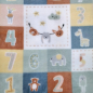 Preview: Wellnessfleece mit bunten Tieren, Quadraten und Zahlen gemustert