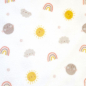 Preview: Kuscheliger Wellnessfleece mit Regenbögen, Sonnen und Wolken gemustert