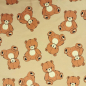 Preview: Weicher kuscheliger French Terry in Toffee mit niedlichen Teddys gemustert