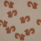 Preview: Kuschelweicher warmer Sweatstoff in taupe mit Eichhörnchen gemustert