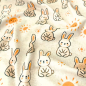 Preview: Kuschelweicher Jersey in ecru mit kleinen Sonnenhäschen gemustert