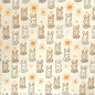 Preview: Kuschelweicher Jersey in ecru mit kleinen Sonnenhäschen gemustert