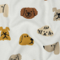 Preview: Weicher Waffeljersey in ecru mit niedlichen Hundeköpfen gemustert