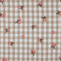 Preview: Weich fallender Musselin in ecru und beige kariert mit süßen Blumen bestickt gemustert