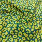 Preview: Weich fallender Swafing Jersey in petrol mit kleinem Leoprint in senfgelb