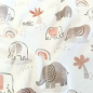Preview: Weicher Ribjersey in offwhite mit Baby-Elefanten gemustert