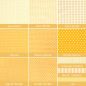 Preview: Baumwollstoff in gelb mit verschiedenen Mustern.