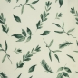 Preview: Baumwolljersey in grün gemustert mit Blättern im Digitaldruck