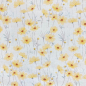 Mobile Preview: Baumwolljersey von Hilco mit gelben Blumen gemustert.