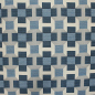 Preview: Dekostoff aus Baumwollgemisch mit blauen geometrischen Formen.