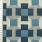 Preview: Dekostoff aus Baumwollgemisch mit blauen geometrischen Formen.