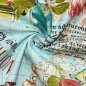 Preview: Dekostoff aus Baumwollgemisch mit Weltkartenhintergrund und Urlaubsmotive,