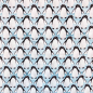 Preview: Weicher French Terry von Hilco gemustert mit kleinen Pinguinen in hellblau.