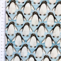 Preview: Weicher French Terry von Hilco gemustert mit kleinen Pinguinen in hellblau.