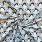 Mobile Preview: Weicher French Terry von Hilco gemustert mit kleinen Pinguinen in hellblau.