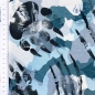 Preview: Weicher French Terry von Hilco gemustert mit Bärentatzen in blau.