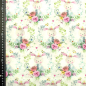 Preview: Baumwollstoff von HILCO mit niedlichen Hasenmotiven im Blumenkranz im Digitaldruck