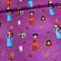 Preview: baumwolljersey in lila mit motiven aus der serie robin hood