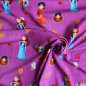 Preview: baumwolljersey in lila mit motiven aus der serie robin hood