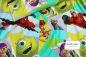 Preview: baumwolljersey in gruen mit motiven von verschiedenen figuren aus pixarfilmen