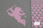 Mobile Preview: jacquard panel in grau und rosa mit herzen und engel mit liebespfeilen