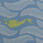 Preview: Baumwollstretch von Swafing in jeansblau gemustert mit edlen Fischmotiven designed by Bienvenido Colorido
