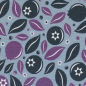 Preview: Baumwolljersey von Swafing in jeansblau gemustert mit Beeren- und Blattmotiven designed by Lycklig Design