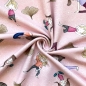 Mobile Preview: Baumwolljersey in rosa mit Yogamotiven gemustert