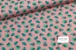 Preview: swafing baumwolljersey in rosa gemustert mit grünen blättern