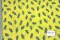 Mobile Preview: Damenviskosestoff von Swafing in gelb gemustert mit dunkelblauen Blattmotiven designed by Käselotti