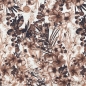Preview: Viskosejersey in ecrufarben mit Motiven von braunen Blumenranken.