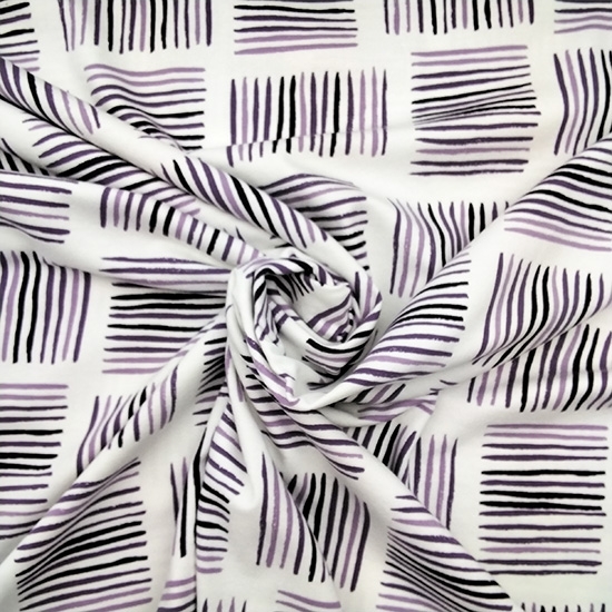 Baumwolljersey mit lila Streifen für Kinder- und Babykleidung, aber auch Shirts und leichte Jogginghosen