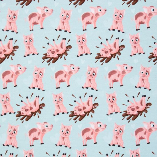 Super weicher Jersey mit lustigen Schweinchen gemustert