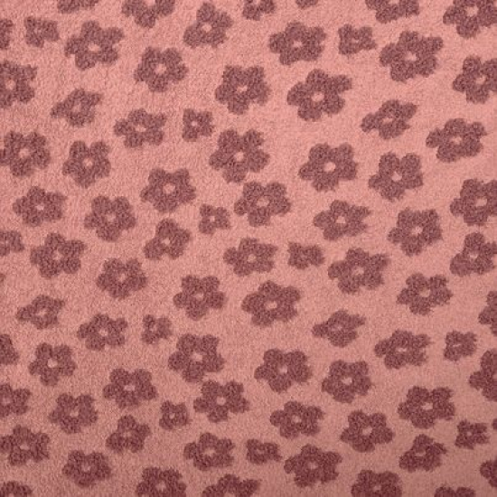 Preview: Leichter, weicher Strick-Frottee in altrosa mit Prilblumen gemustert