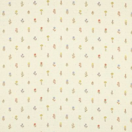 Weich fallender Bio Musselin in ecru mit kleinen Feldblümchen gemustert